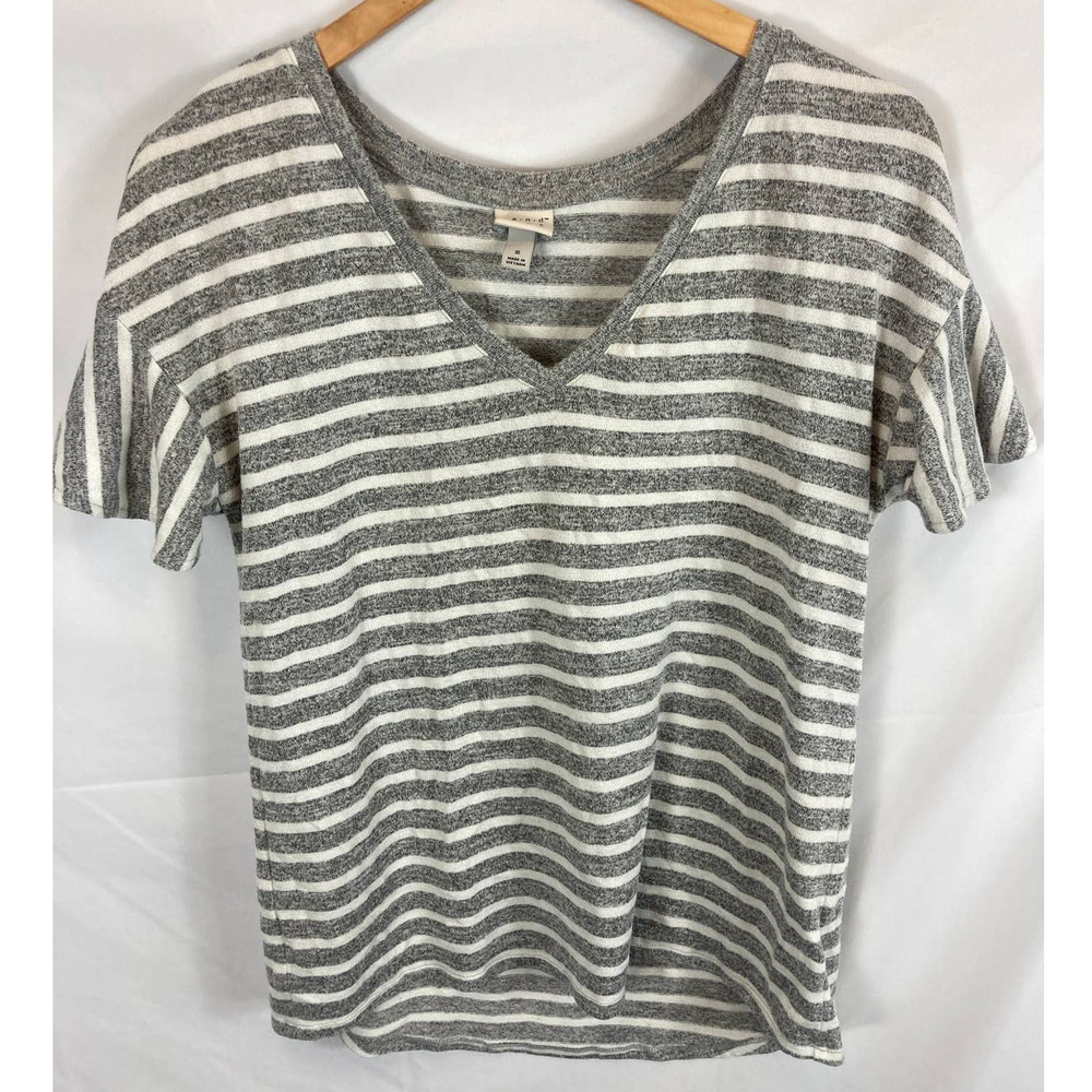 A New Day Grey White Ruffle Sleeve Tshirt Size Small